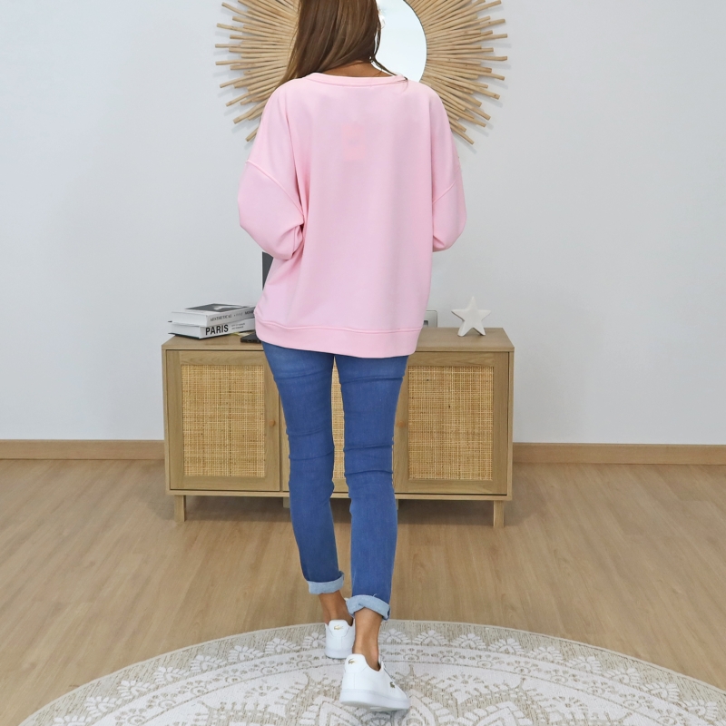 sweat femme imprime relief amore