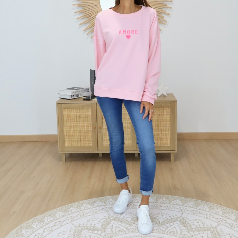 sweat femme imprime amore coeur