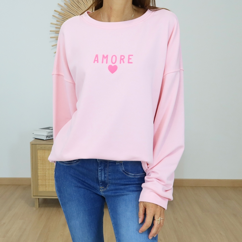 sweat femme rose amore heart