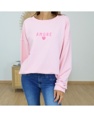 sweat femme rose amore heart