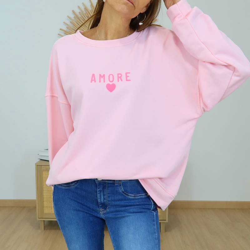 sweat femme look feminin rose