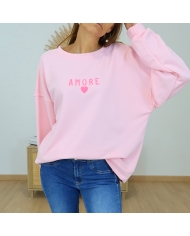 sweat femme look feminin rose