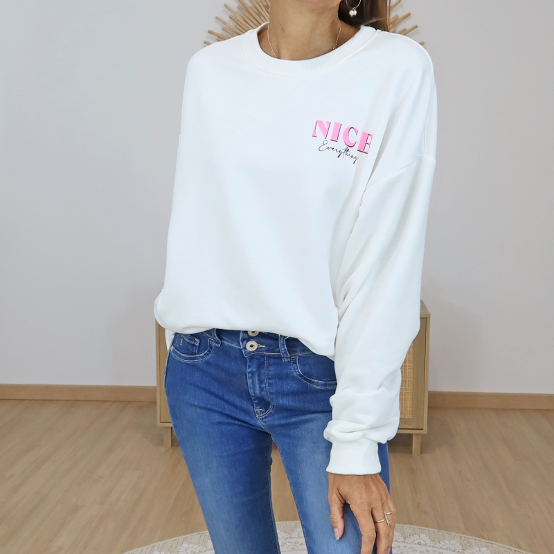 sweat femme motif nice dos degrade rose