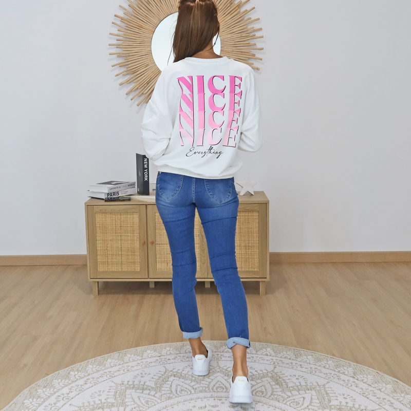 sweat femme imprime nice rose