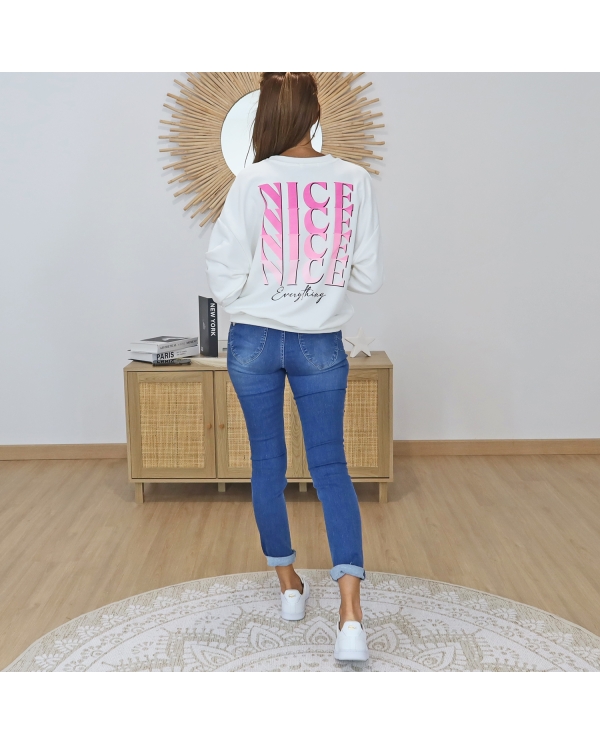 sweat femme imprime nice rose