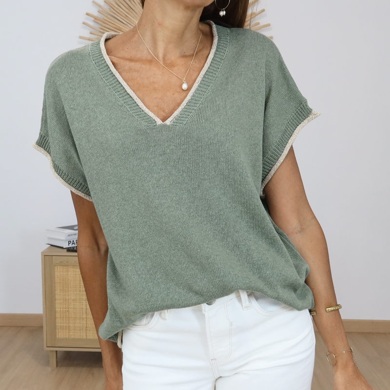 top femme style elegant kaki