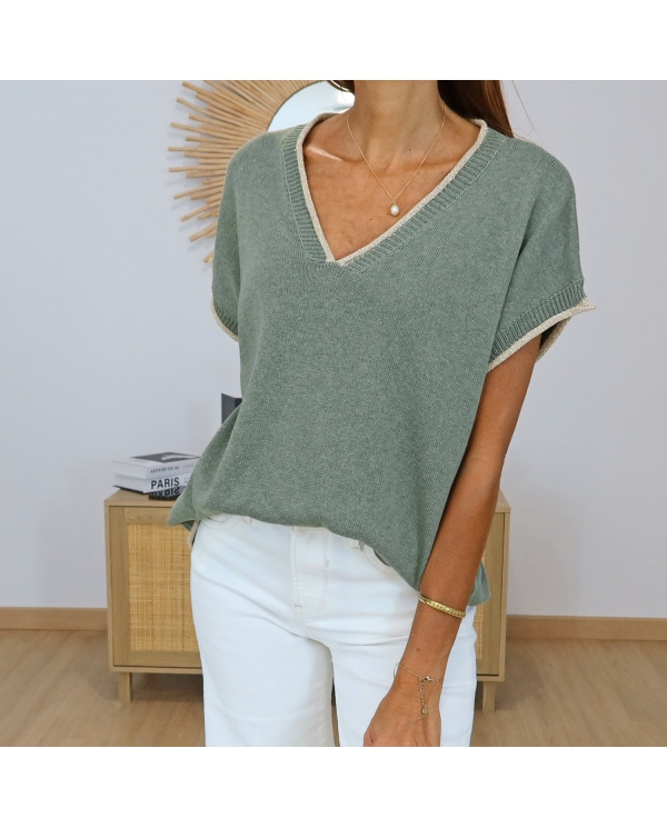 top femme maille kaki livia