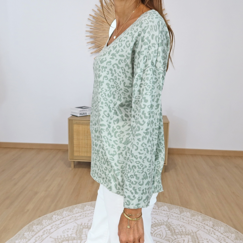 pull femme maille fine kaki