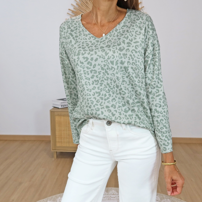 pull femme casual chic leopard