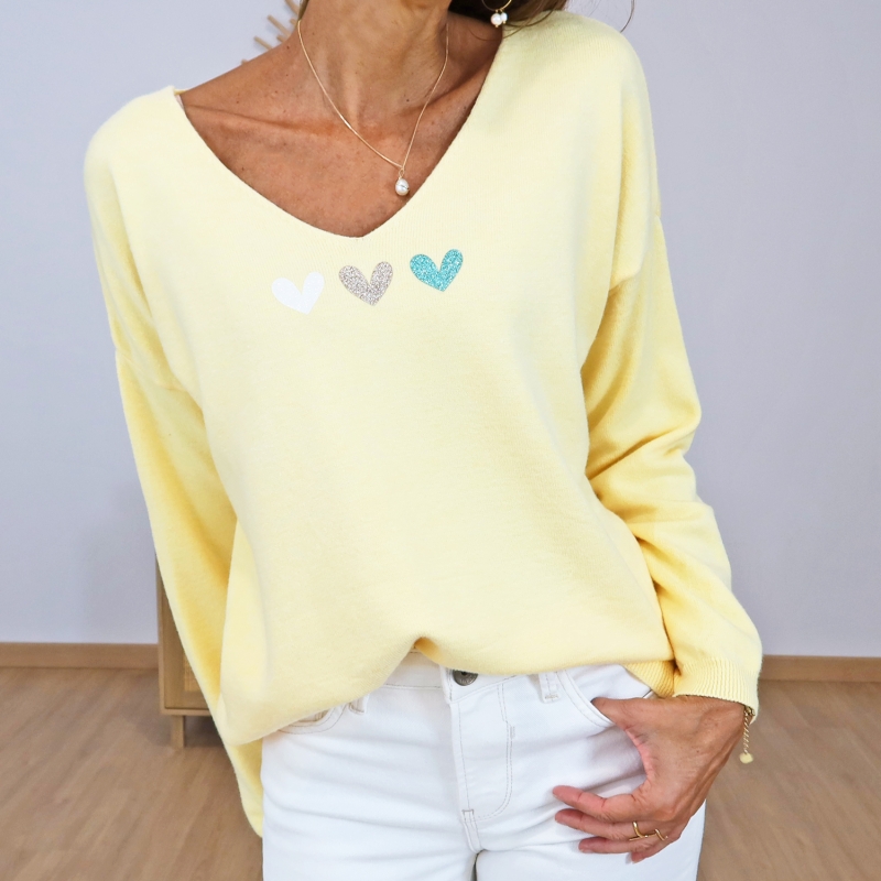 pull femme fabrication italienne jaune