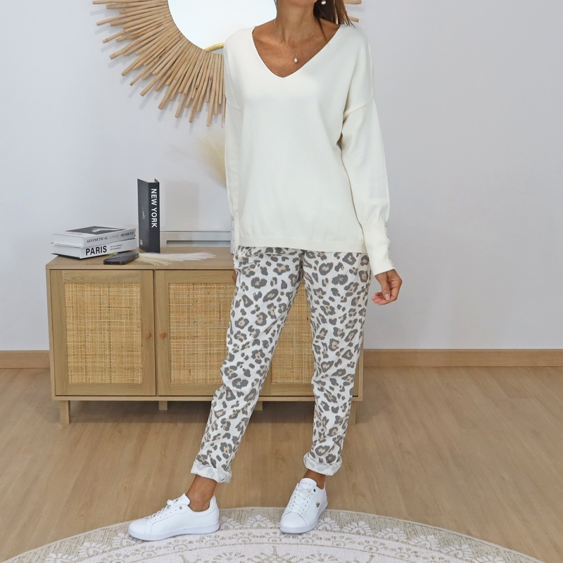 pull femme boutons poignets