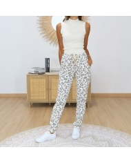 pantalon mael leopard beige femme