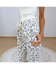 Pantalon Mael léopard beige