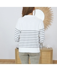 pull femme casual chic raye