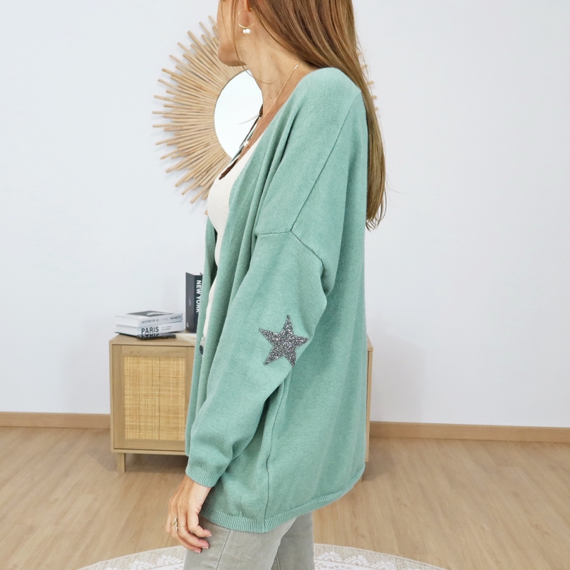 gilet femme etoiles paillettes coude