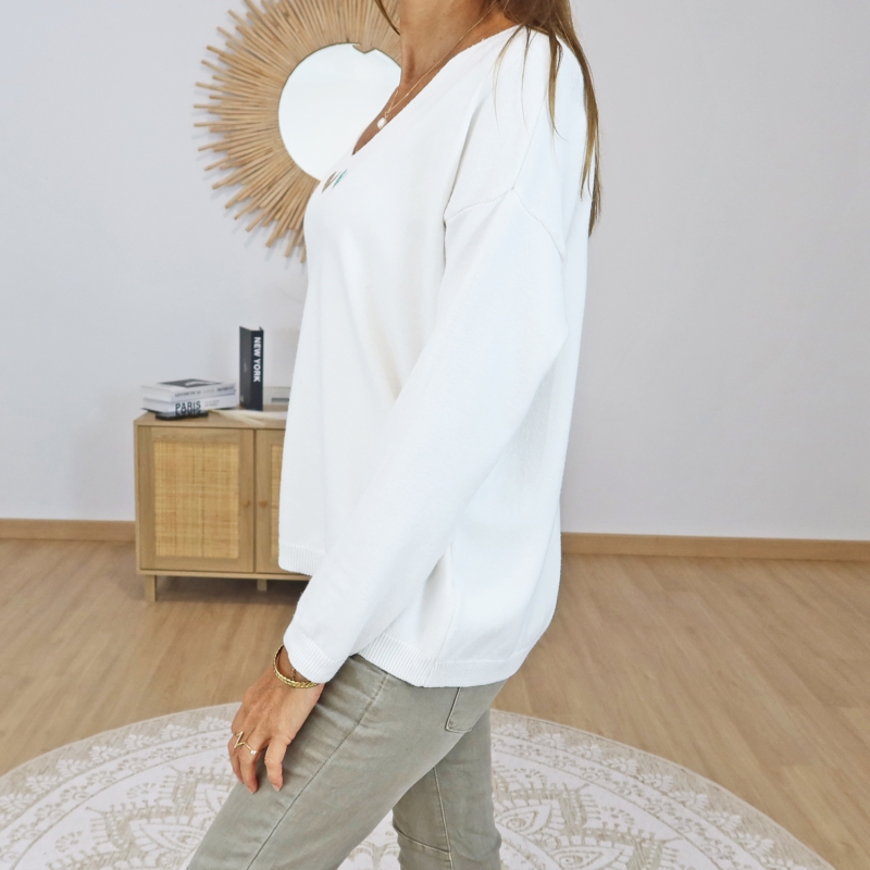 pull femme maille douce ecru