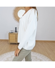 pull femme maille douce ecru
