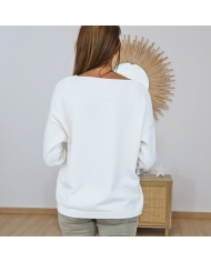 pull femme casual chic ecru