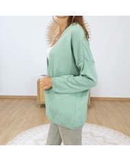 pull femme casual chic vert amande