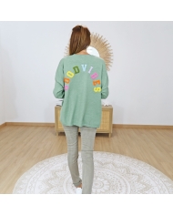 pull good vibes vert amande femme
