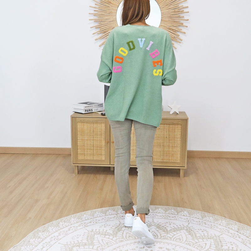 pull femme fabrication italienne vert amande