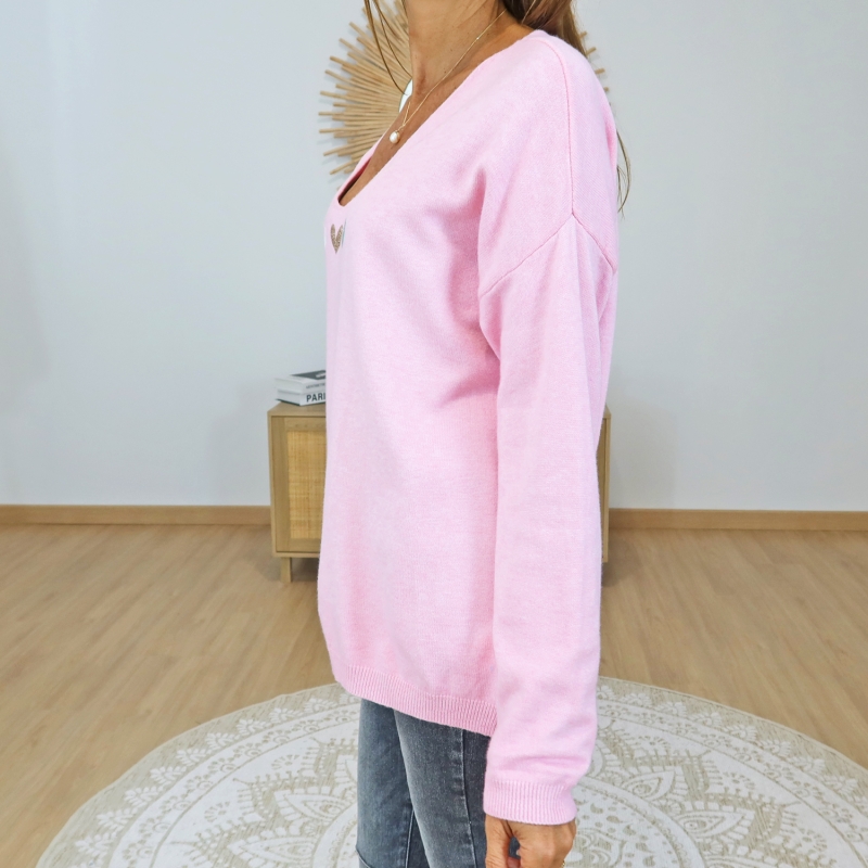 pull femme fabrication italienne rose