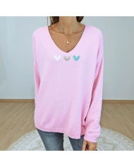 Pull Sam trois cœurs pailletés