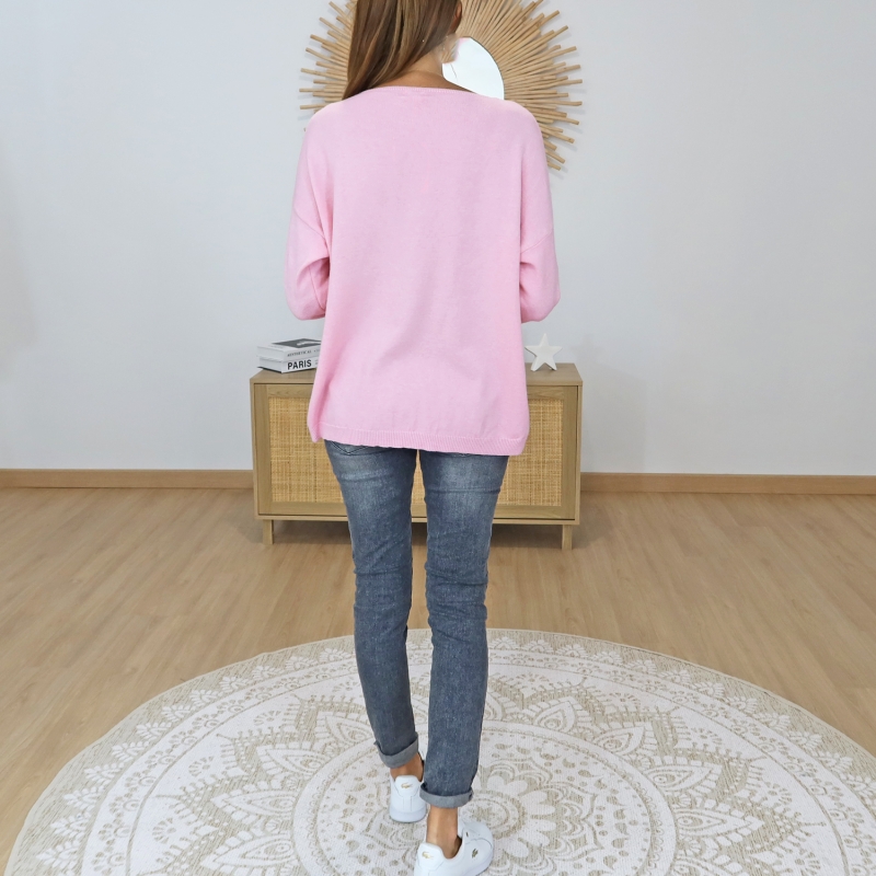 pull femme rose casual chic