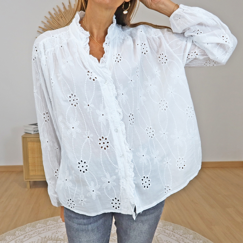 blouse femme elegante broderie anglaise