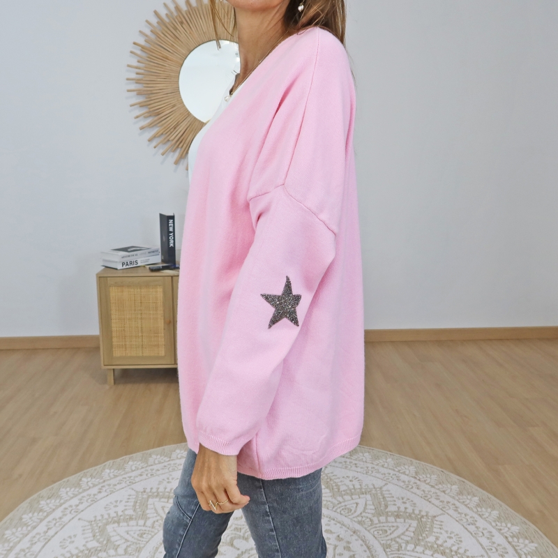 gilet femme rose maille douce