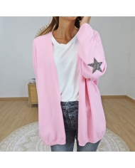 gilet femme ouvert oversize rose
