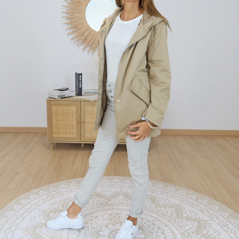 blouson femme caramel tiffosi capuche vue portée