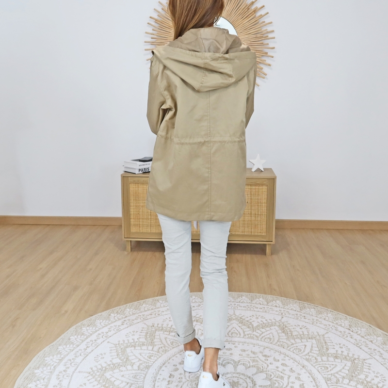 veste capuche femme caramel look casual chic