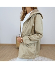 veste caramel femme poches plaquées détail