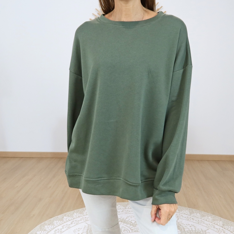 sweat coton femme kaki tendance oversize