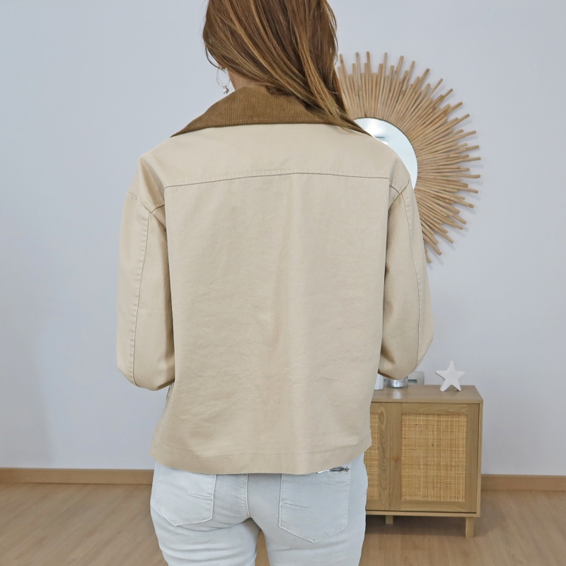 veste courte beige tiffosi col velours caramel dos