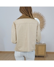 veste courte beige tiffosi col velours caramel dos