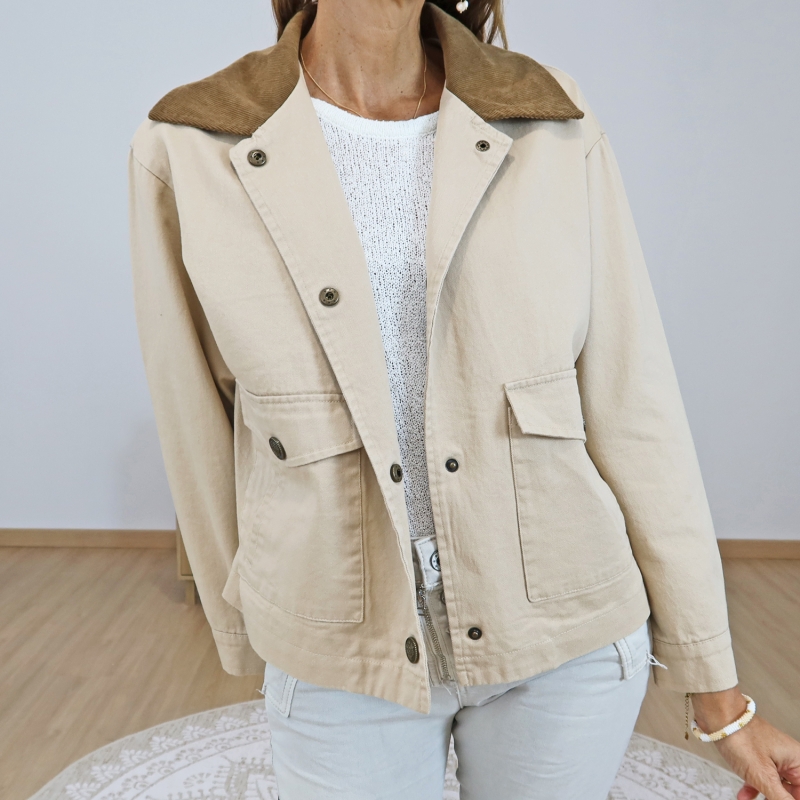 veste tiffosi femme beige coupe courte tendance