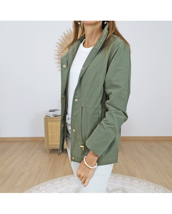 veste femme kaki ajustable taille lien serrage