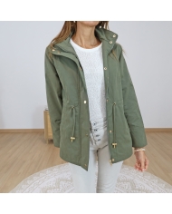 veste kaki femme fermeture zip pression détail