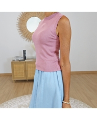 top vieux rose tiffosi maille fine sans manches