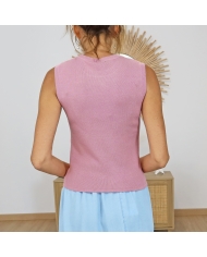 top sans manches femme vieux rose porté