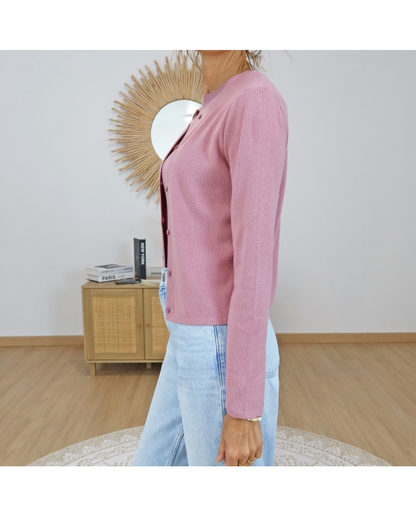 gilet barbie femme col rond boutonné
