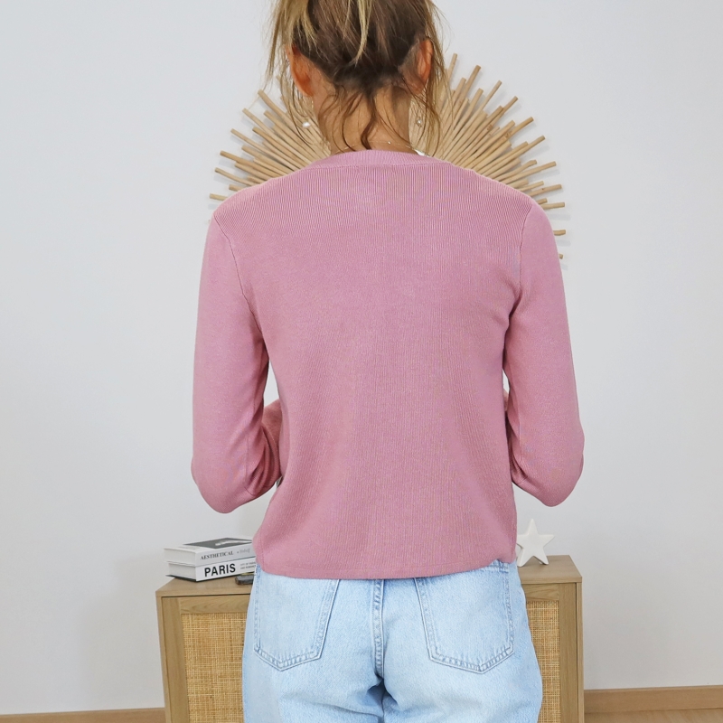 gilet tiffosi vieux rose coupe ajustée