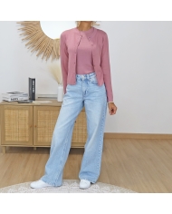 gilet femme vieux rose look casual chic