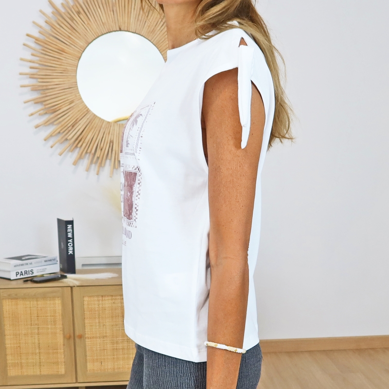 t-shirt meleoetta femme détail imprimé vieux rose