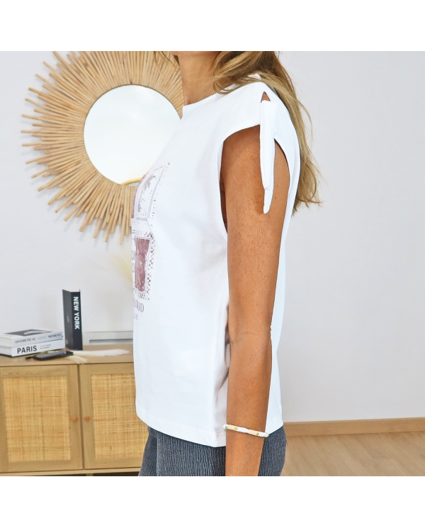 t-shirt meleoetta femme détail imprimé vieux rose