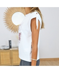 t-shirt meleoetta femme détail imprimé vieux rose