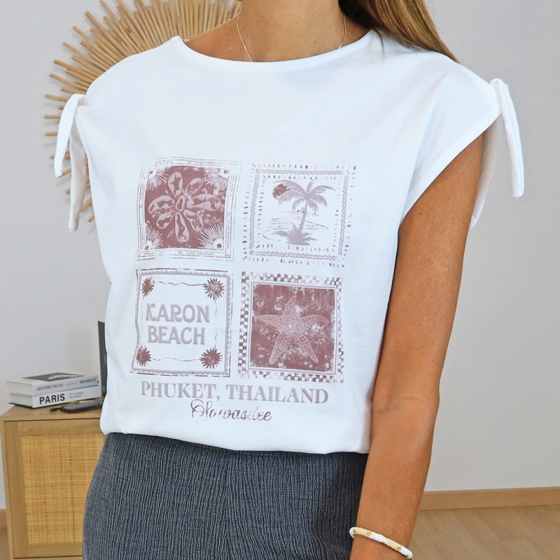 t-shirt meleoetta tiffosi blanc imprimé phuket thailand porté