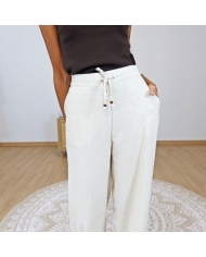 pantalon ruthy tiffosi beige fluide porté